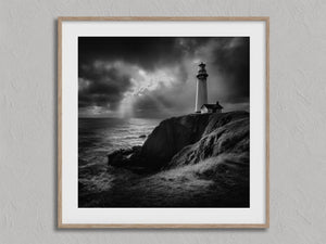 Storm Signal shown in an oak frame with a white border or mount.