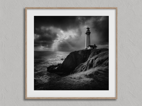 Storm Signal shown in an oak frame with a white border or mount.