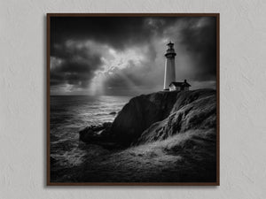 Storm Signal shown in a walnut frame without a border or mount.