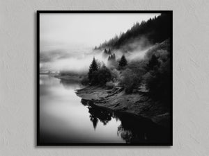 Mistwater Valley shown in a black frame without a border or mount.