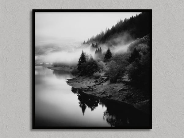 Mistwater Valley shown in a black frame without a border or mount.