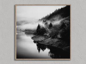Mistwater Valley shown in an oak frame without a border or mount.
