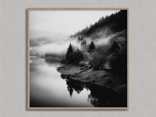 Mistwater Valley shown in an oak frame without a border or mount.