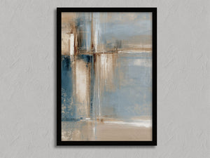 Blue Foundations II shown in a black frame without a border or mount.