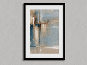 Blue Foundations II shown in a black frame with a white border or mount.