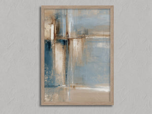 Blue Foundations II shown in an oak frame without a border or mount.