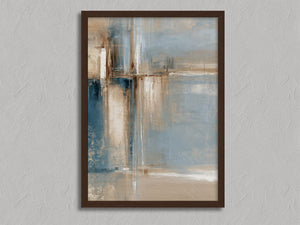 Blue Foundations II shown in a walnut frame without a border or mount.