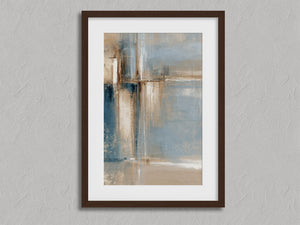Blue Foundations II shown in a walnut frame with a white border or mount.