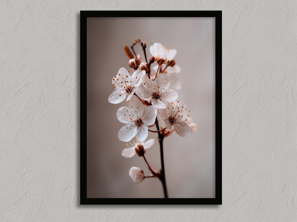Blossom in Still Air shown in a black frame without a border or mount.