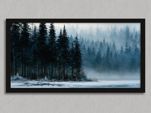 Winter Stillwater shown in a black frame without a border or mount.