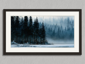 Winter Stillwater shown in a black frame with a white border or mount.