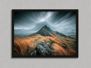 Highland Storm shown in a black frame without a border or mount.