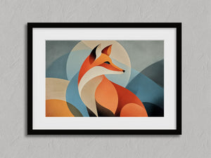 Ember Fox shown in a black frame with a white border or mount.