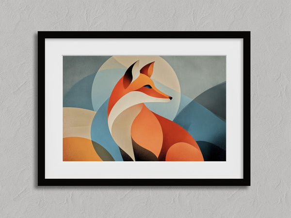 Ember Fox shown in a black frame with a white border or mount.