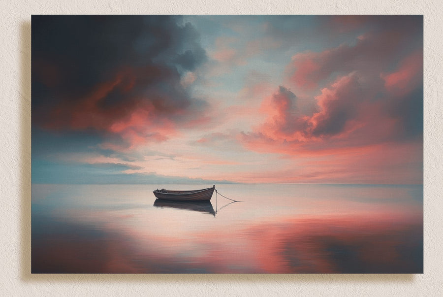 Serenity at Sea – cuadro en lienzo de océano al atardecer