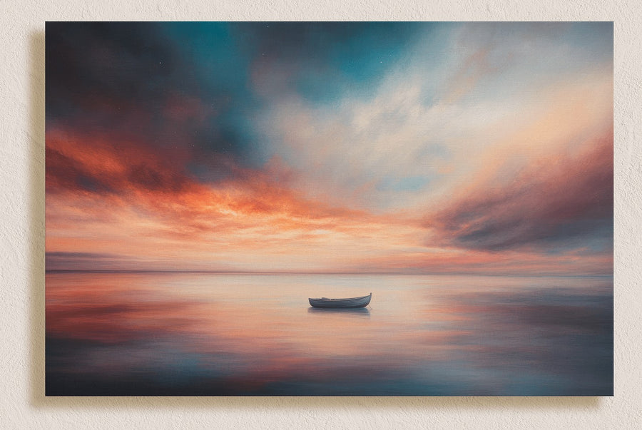 Seascape Melodies – Tableau sur toile bateau au coucher du soleil