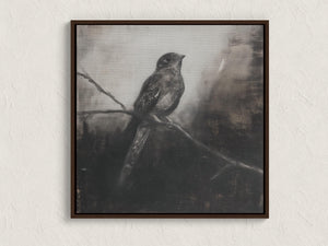 Framed monochrome nightjar canvas wall art by Atelier Lumin