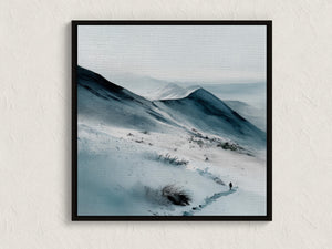 Framed minimalist mountain canvas wall art by Atelier Lumin