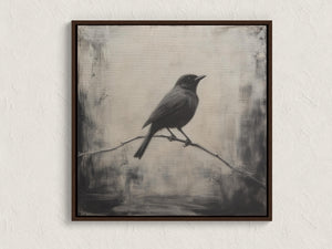 Framed monochrome bird canvas wall art by Atelier Lumin
