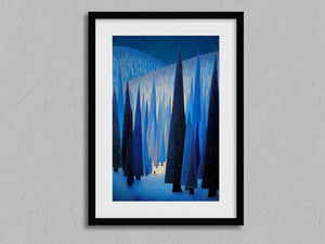 Beneath the Blue shown in a black frame with a white border or mount.