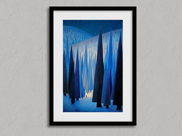 Beneath the Blue shown in a black frame with a white border or mount.