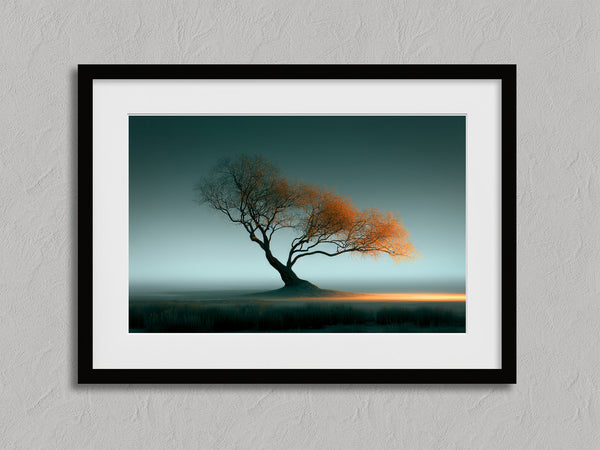 Leaning Light shown in a black frame with a white border or mount.