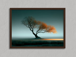 Leaning Light shown in a walnut frame without a border or mount.