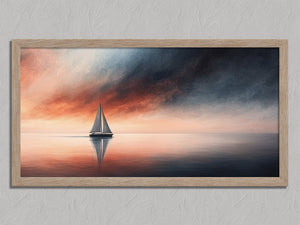 Ember Serenity shown in an oak frame without a border or mount.