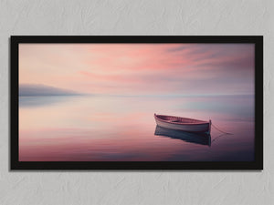 Mooring at Dusk shown in a black frame without a border or mount.