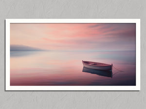 Mooring at Dusk shown in a white frame without a border or mount.