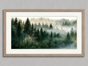 Morning Stillness shown in an oak frame with a white border or mount.