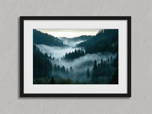 Shadowed Valley shown in a black frame with a white border or mount.