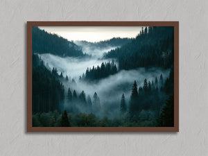 Shadowed Valley shown in a walnut frame without a border or mount.