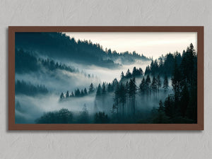 Valley Drift shown in a walnut frame without a border or mount.