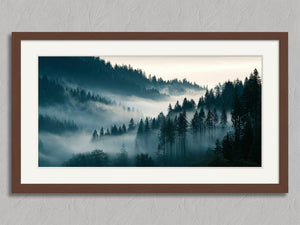 Valley Drift shown in a walnut frame with a white border or mount.