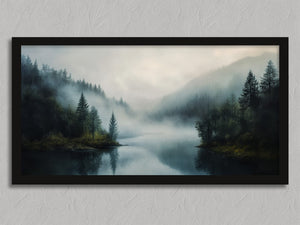 Forest Hush shown in a black frame without a border or mount.