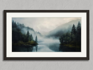 Forest Hush shown in a black frame with a white border or mount.