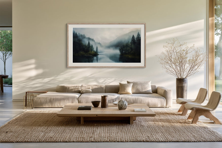 Forest Hush – Misty Forest Lake Wall Art Print