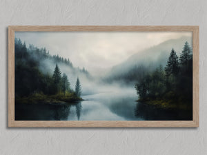 Forest Hush shown in an oak frame without a border or mount.