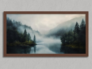 Forest Hush shown in a walnut frame without a border or mount.