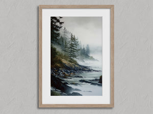 Mistbound Shore shown in an oak frame with a white border or mount.