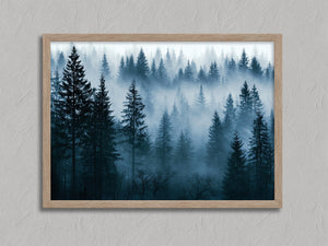 Northern Veil shown in an oak frame without a border or mount.