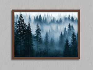 Northern Veil shown in a walnut frame without a border or mount.