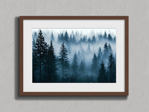Northern Veil shown in a walnut frame with a white border or mount.