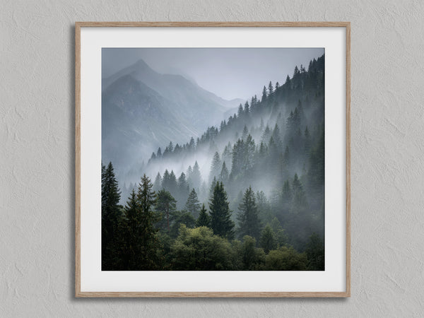 Mistbound Valley shown in an oak frame with a white border or mount.