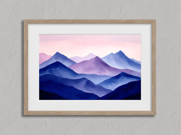 Violet Ranges shown in an oak frame with a white border or mount.