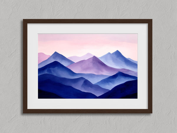 Violet Ranges shown in a walnut frame with a white border or mount.