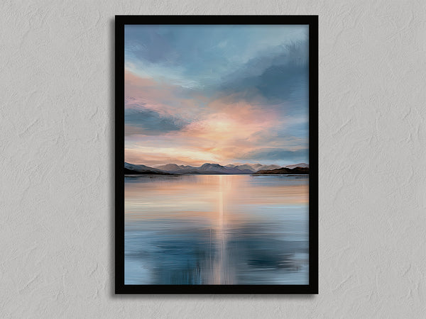 Afterglow Lake shown in a black frame without a border or mount.
