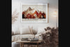 Abstract autumn landscape wall art styled in a calm neutral interior