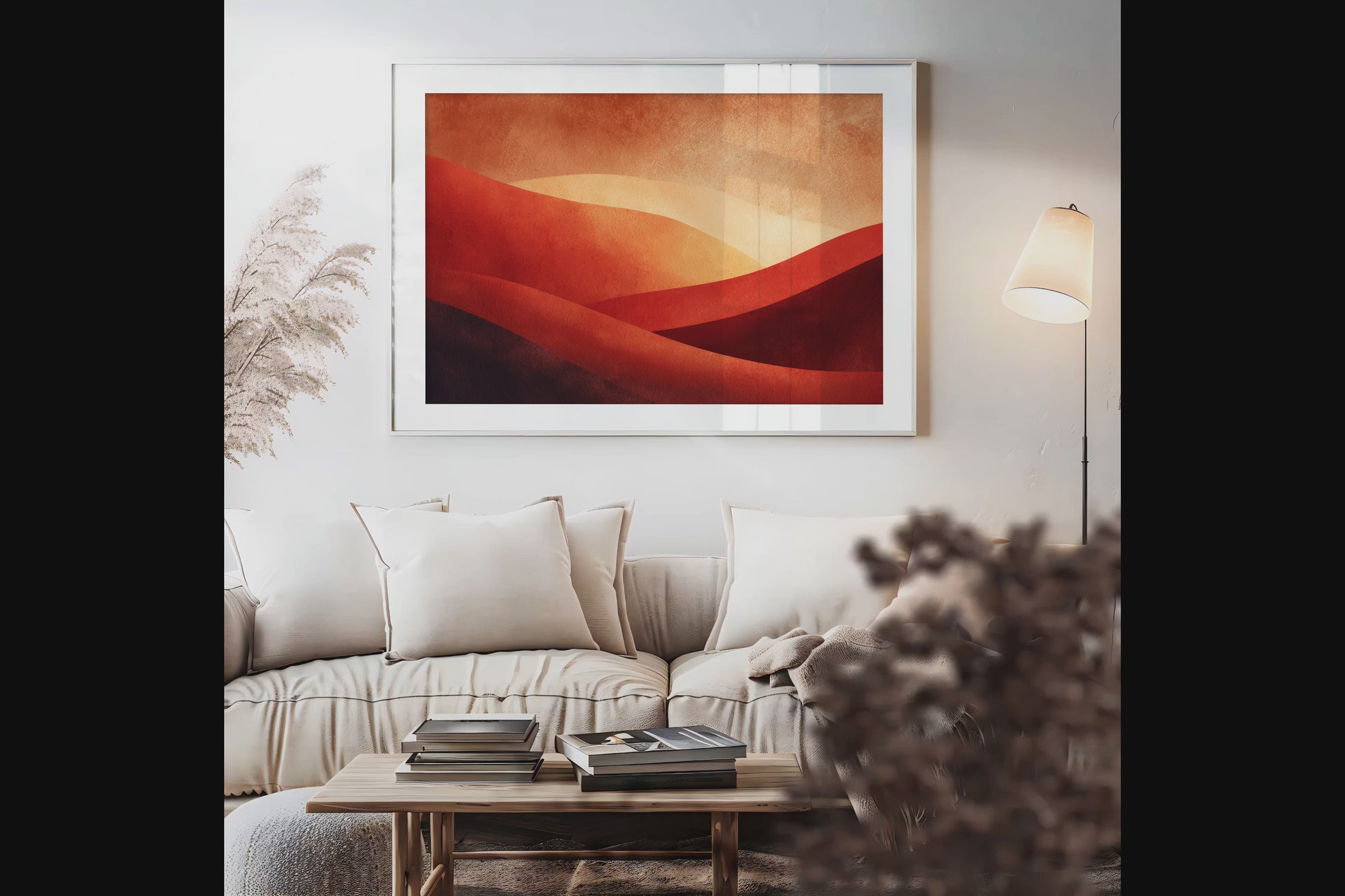 atelier-lumin-desert-warmth-framed-fine-art-print-minimalist-sunset-watercolour